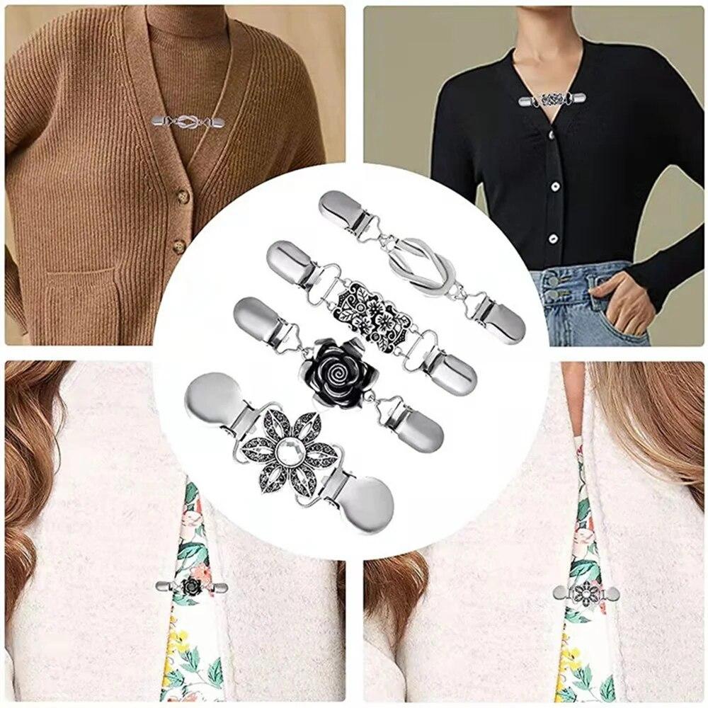 

Vintage Sweater Cardigan Clip Duck-mouth Clips Beaded Pearl Pin Brooch Shawl Shirt Collar Buckles Charm Gift Clothing Decor 1PC