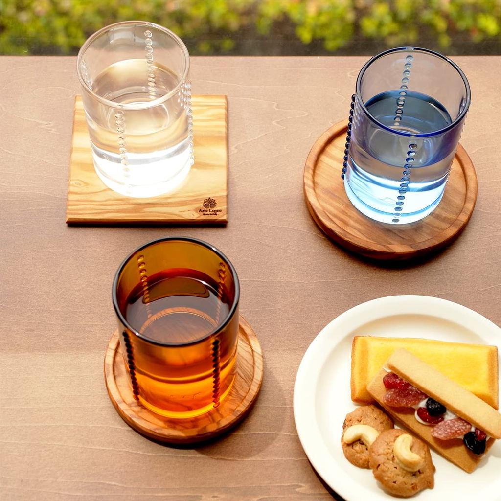 Arte Legno Altereno Wooden Coasters, Stylish Tabletop Tray, Set of 2 (Round, Large)