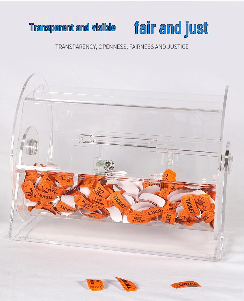 Acrylic Rotating Raffle Cage with Prize Balls and Lottery Tickets