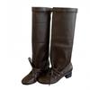 Fashion Liyke New Fashion Round Toe Lace Up Pleated Knee High Boots Woman Low Square Heels Autumn Winter Leather Ladies Shoes Booties
