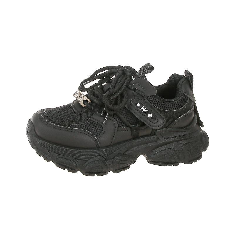 European thick-soled black dad shoes female Internet celebrities fried street sports shoes 2025 autumn new versatile height-increasing casual shoes