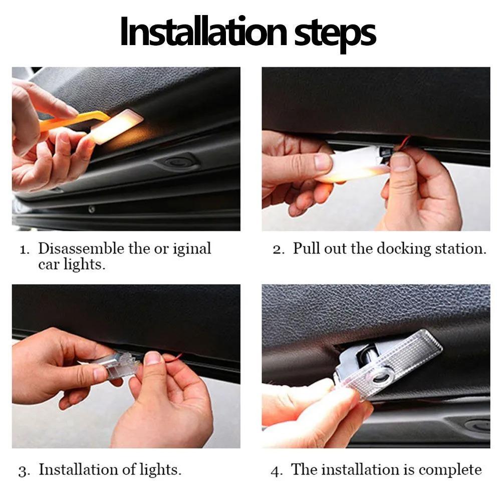 For Audi S662Pcs Led Car Door Logo Projector Welcome Light Emblems For Audi A3 A6 Q3 B5 B6 B7 B8 B9 Q7 8P 8V 8L A5 A4 4F A1 A7 A8