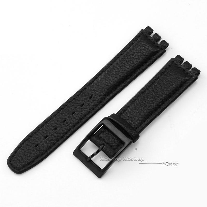 17mm Echtes Lederarmband für Swatch Armband Litschi Uhrarmband Armband Braun Uhrenarmbänder Damen Herren Uhr Gürtel Zubehör
