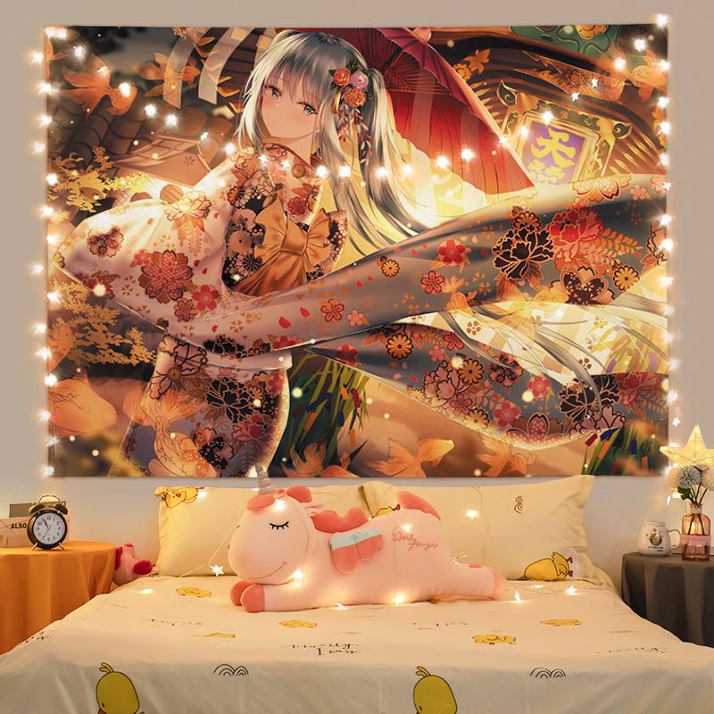 Ashou Anime Girl Tapestry Pink Room Decor Tapestry Wall Hanging Anime Wall Decor Home Kawaii Room Decoration Tapestries