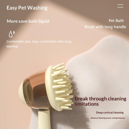 Escova de Banho para Animais de Estimação com Cerdas de Silicone 2 em 1 para Cães e Gatos com Dispensador de Sabão Embutido Ferramentas de Massagem Esfoliantes para Higiene de Animais