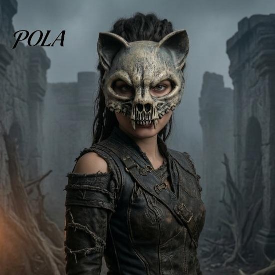 Wild Gothic Cat Skull Animal Masque for Adults, Scary Half Face Vintage Style Masque, Creepy Skeleton Halloween Party Accessory Cosplay, Masquerade