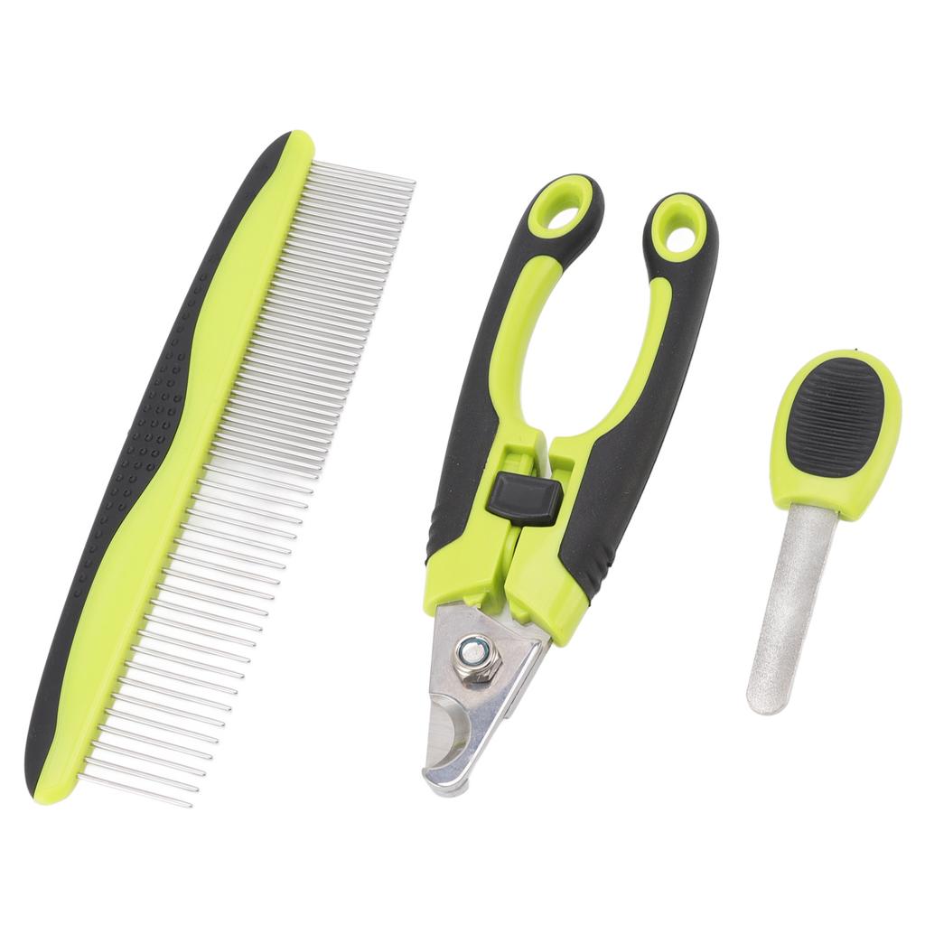 Haustierpflege-Set Edelstahl Ergonomischer Haustierkamm Hunde-Nagelknipser und Trimmer-Set mit Feile für Katzen Hunde