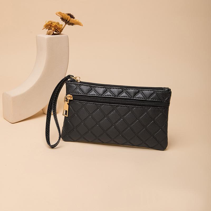 

New diamond wallet, women s long fashion and leisure large capacity double zipper clutch bag storage mobile phone change bag чёрный