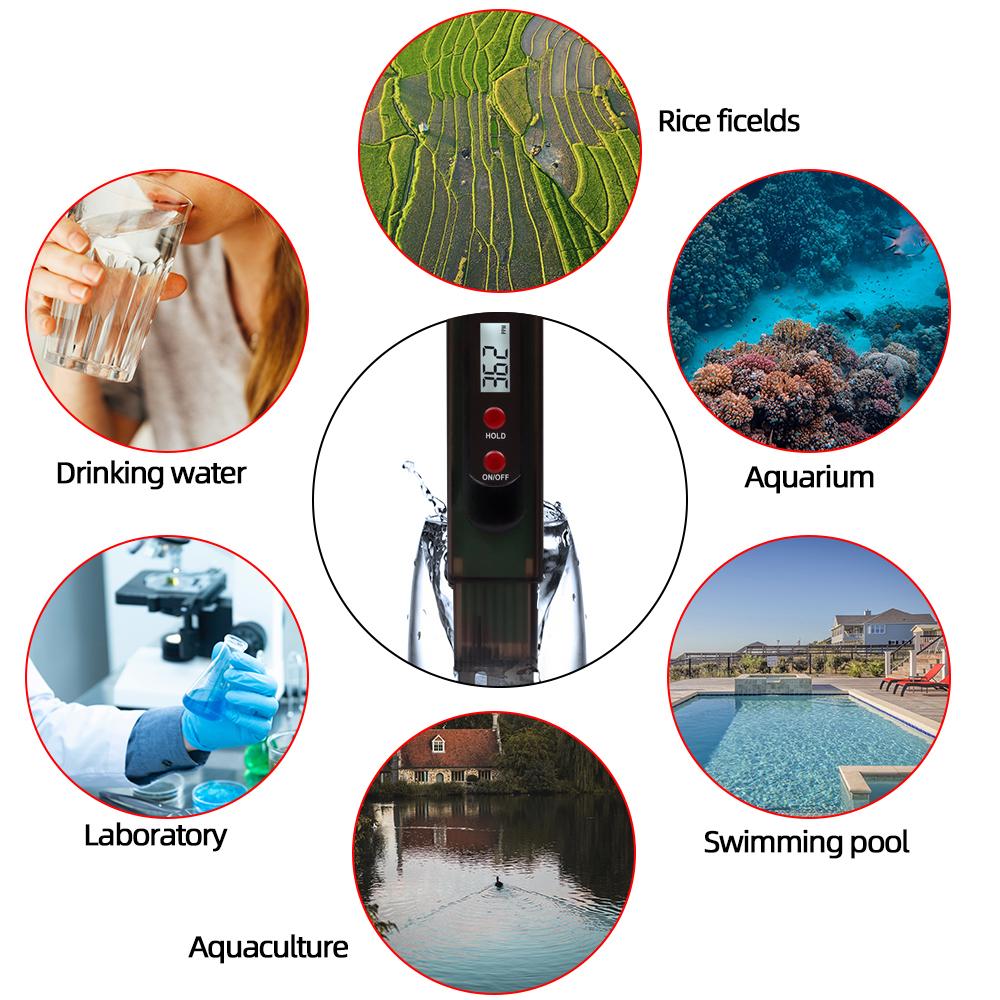 TDS Meter Portable Digital TDS Pen Meter  Water Quality Purity Tester High Precision 0-9990 ppm Drinking Aquarium Water Monitor