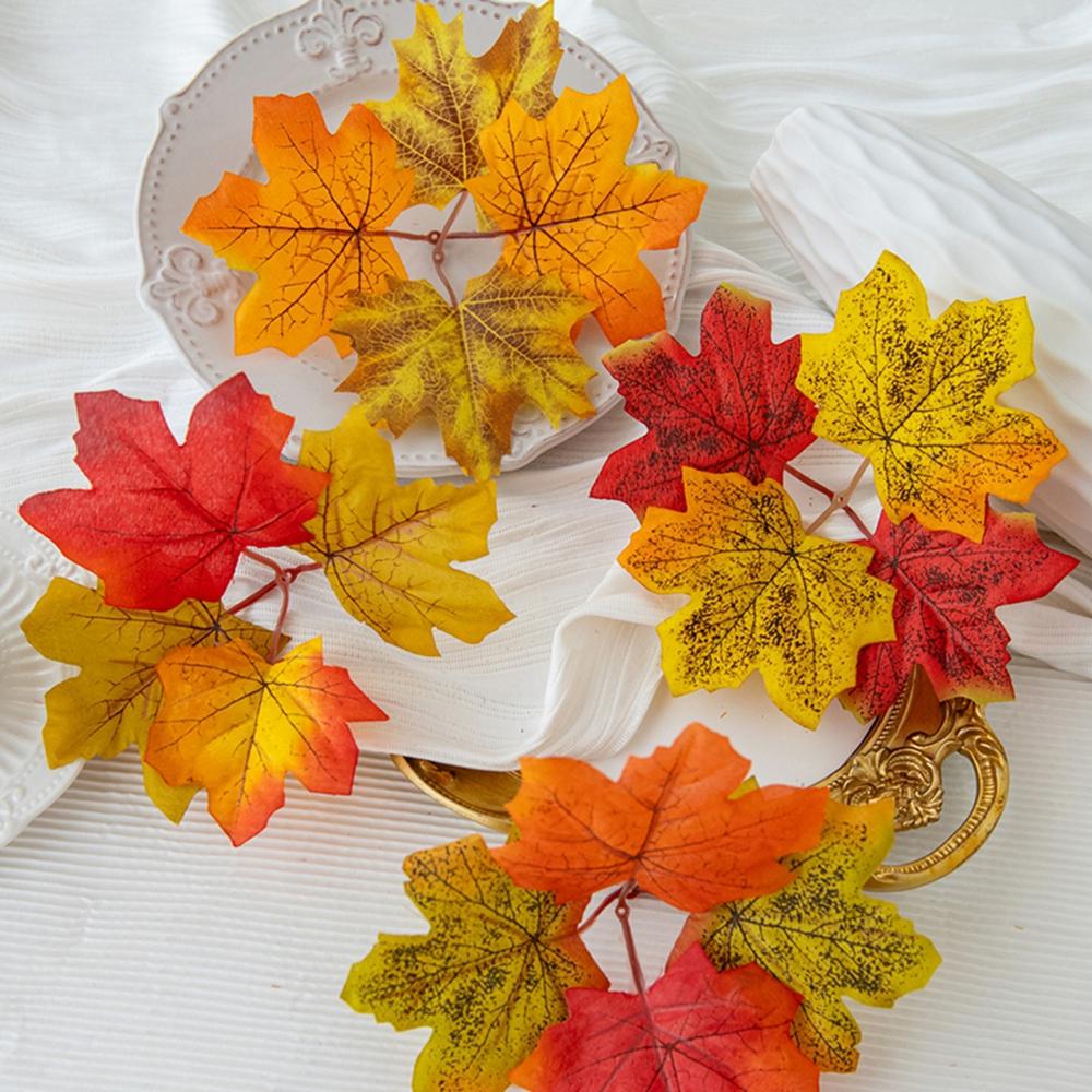 Artificial Plant Flowers Silk Maple Leaf Halloween Christmas Decor Wreath Home Room Scrapbook Decoration Garden Wedding Ornament
