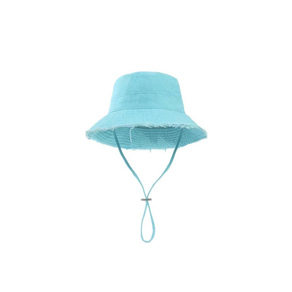 Solid Color Rough Edge Fisherman Hat Wide Brim Bucket Hat Fashion Outdoor Sun Hat  Male
