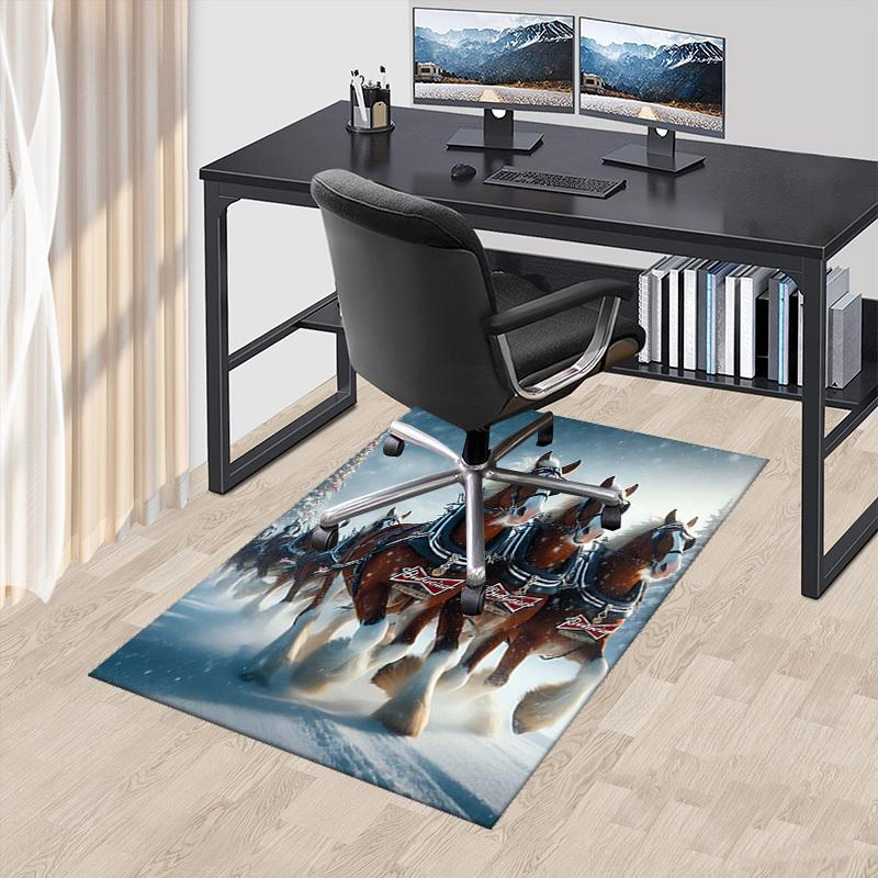 

1pc Budweiser Clydesdale Horses Office Chair Mat - Anime Cartoon Design, Non-Slip Carpet for Home and Office Decor, Suitable for All Seasons.C002 60cm by 90cm