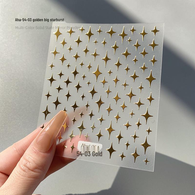Aha Dreamy Starburst Nail Stickers: Cute Crescent & Star Design In Gold, Silver, Black & White.
