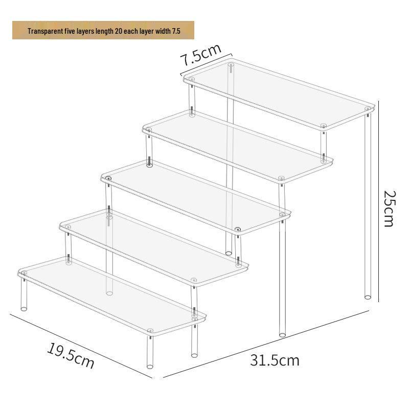 Acrylic Three-Tier Handheld Display Stand for Pop Mart Dolls, Jasmine Cosmetics, Wallets, and Jewelry