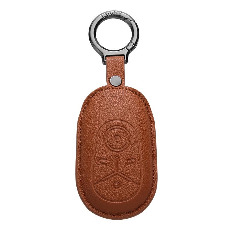 Geely Key Case in Genuine Leather for Xingyue, Boyue, Galaxy, Xingyuan, Emgrand, Xingrui, BinYue, ICON, and BinRui Models.