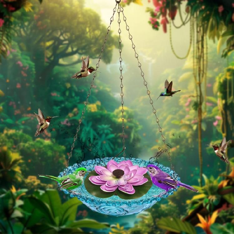Outdoor Garden Bird Bath Fountain Feeder Hanging Style ABS Water Circulations System Squirrels Friendly Design