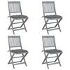 VidaXL Set of 4 Outdoor Folding Chairs with Cushions, Patio Seats, Dining Chairs, Patio Furniture 3064579