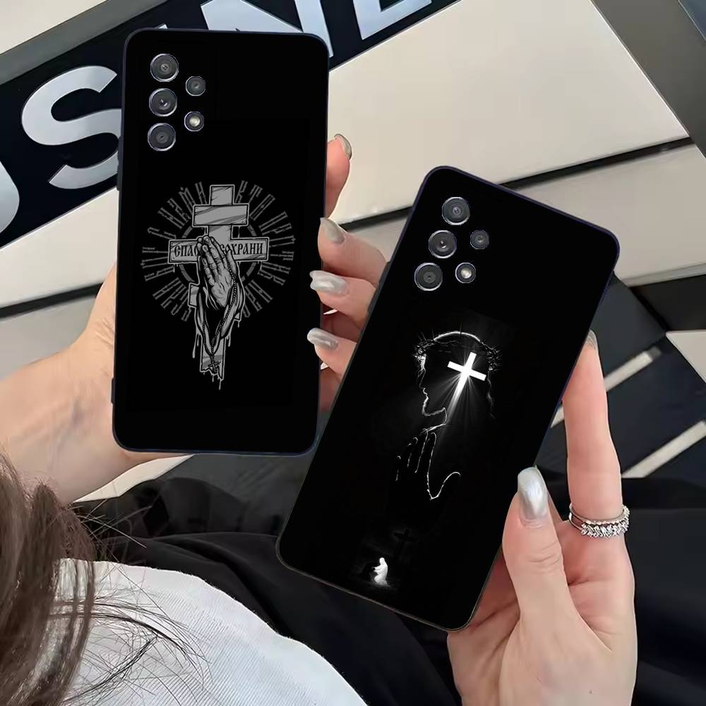 Orthodox Cross Phone Case For Samsung Galaxy A13,21s,22,31,32,52,53,71,80,A91 Soft Black Shell