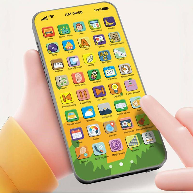 1 Set Smartphone Early Mobile Phone With Light Touch Screen Phone Rechargeable 10000 Functions Educational Content Kids Toy