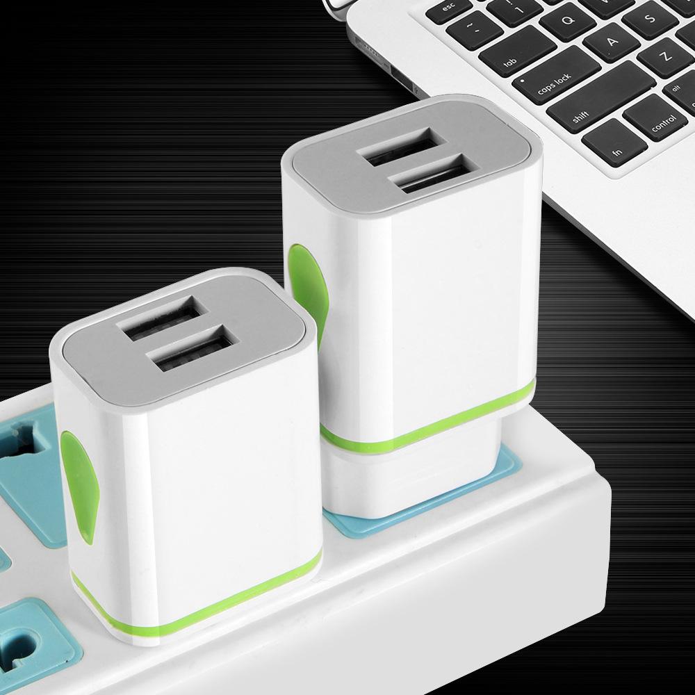 5V 2.1A EU Plug Dual USB Charger Waterdrop Design Travel Home Office Adapter Smart Fast Wall Charger for IPhone Samsung Smartphones Tablets