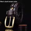 Vintage Leather Belt For Men With Mesh Pattern And Antique Buckle For Casual Wear