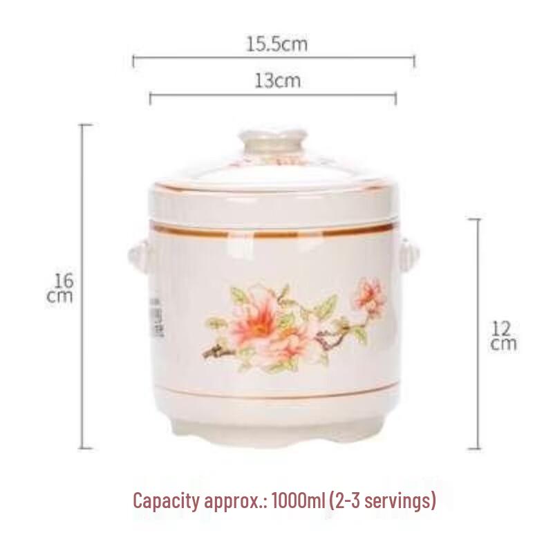 Qiwei Ceramic Double Lid Personal Stew Pot