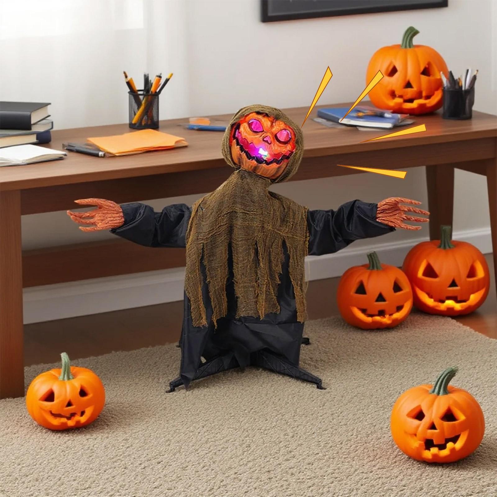 

Хэллоуин Стоящая Качающаяся Тыква, Электрическая, Светящаяся и Издающая Звук, Ужасающий Декоративный Реквизит для Сада One Size жёлтый