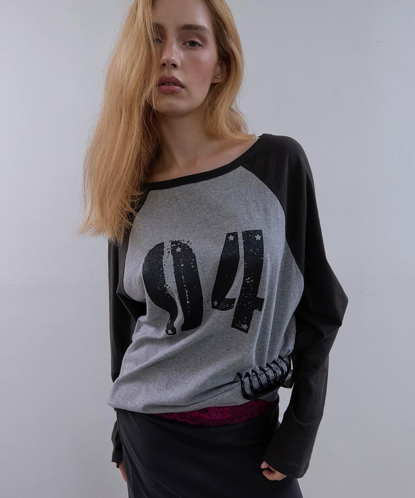 ASURA Collecting 04 Loose Raglan T (Melange Grey+Vintage Black)