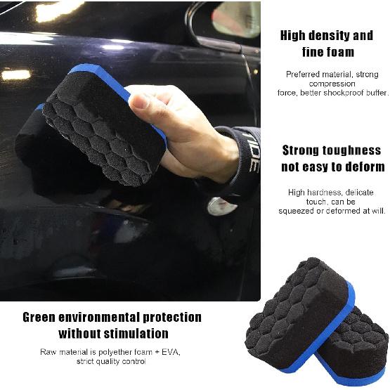 2 PCS Tire Waxing Applicator Pad, Easy Grip Hex Logic Tire Shine Dressing Applicator Sponge, Universal Automotive Tire Polishing Sponge Pads,