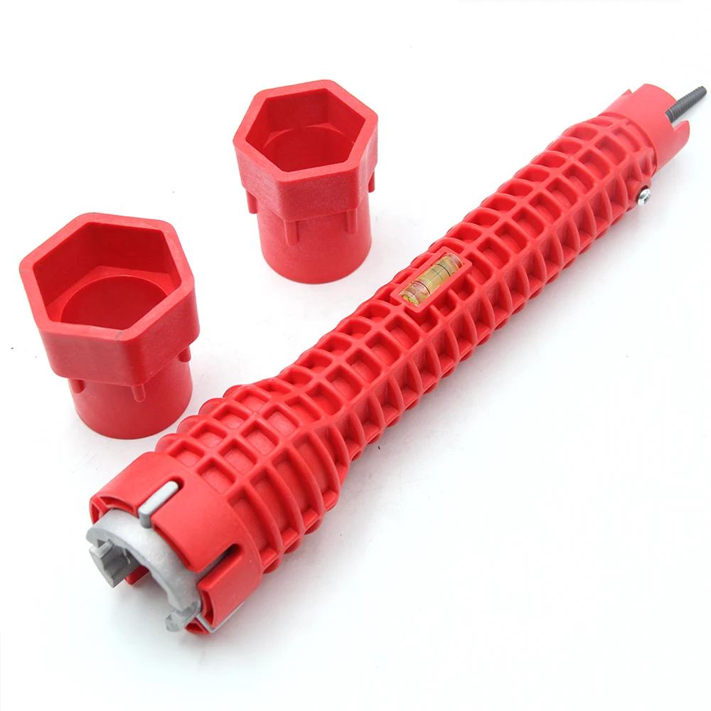 

Three headed red sink wrench 8-in-1 screw for dismantling water heater pipe socket wrench manual tool