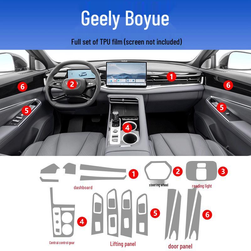 Interior Film, Console & Screen Protectors, Modification Accessories for 26 Geely Boyue Models