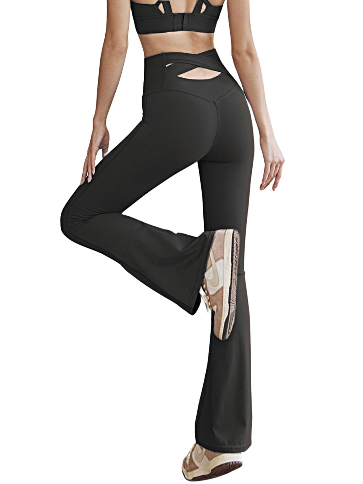 

VEROMAN Расклешенные Йога Утягивающие Йога Штаны Размер Женские Леггинсы, Штаны, (Черный, Л) ppi-lef043