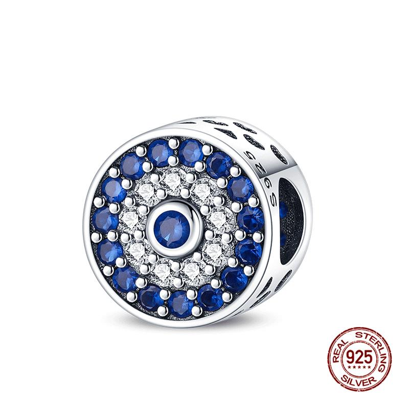 925 Silver Devil's Eye Charm Beads 3mm Fit DIY Bracelet Women's Fashion Jewelry Gift Original Handmade