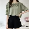 SURWENYUE Fashion Short Sleeve Summer Tops  Sexy Hollow Out  Shirt Plus Size 3XL 4XL Women Tops