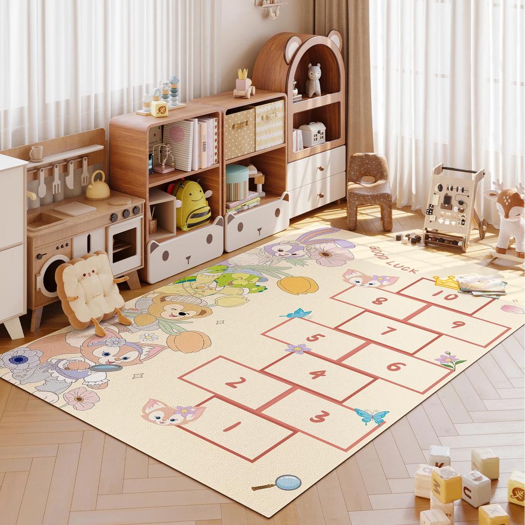 Kids Cartoon Game Rug Children Playroom Carpet Number Hopscotch Traffic Road Design Non-toxic Durable Home Decor Cute Styles