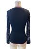 2024 Autumn/Winter Slim Fit Solid Color T-Shirt with Lace Sleeves for Women