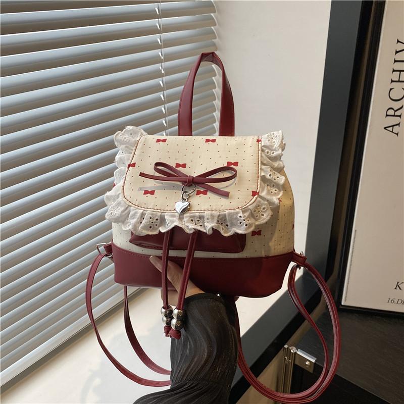 Korean Version of Fashionable and Casual Girl Style Handbag, New Lace Lace Lace High Aesthetic Versatile Backpacks