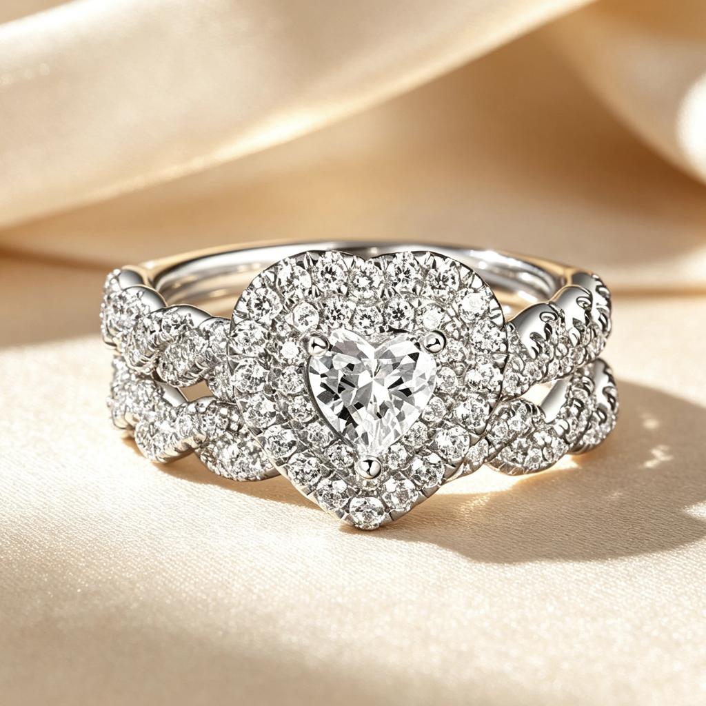 Silver Heart Designed Exquisite Rings for Women Shiny Zirconia Finger Engagement High Quality Hot Sale Jewelry
