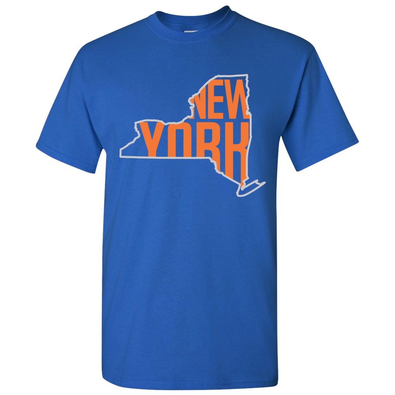 New York Basketball State Outline - Hometown State Sports Team T-Shirt - Royal 2XL