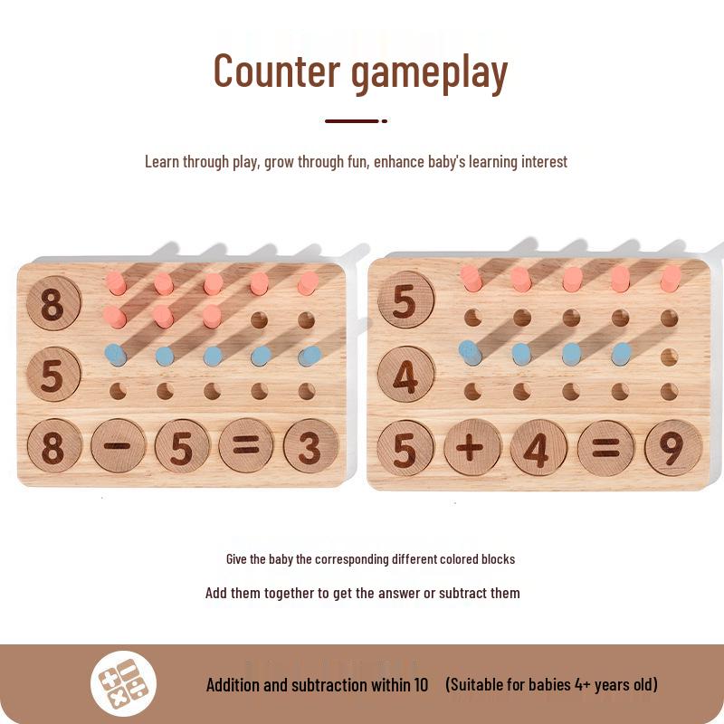 Children's Wooden Number Matching Arithmetic Board and Educational Math Toy