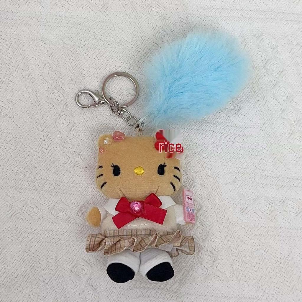 Hawaii Black Leather Pink Leopard Bikini Cat Plush Toy Ornament with Heart Pendant Gift