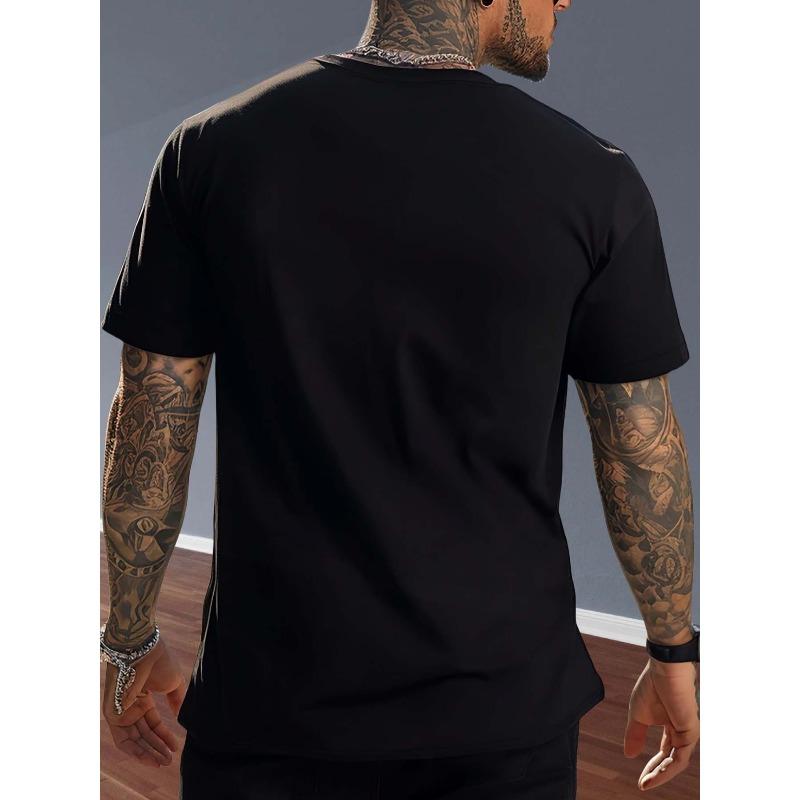 European Sizes Men'S Comfortable Crew Neck Top Featuring a Cartoon Bowling Figure Design, a Slightly Stretchy Sports Casual T-Shirt