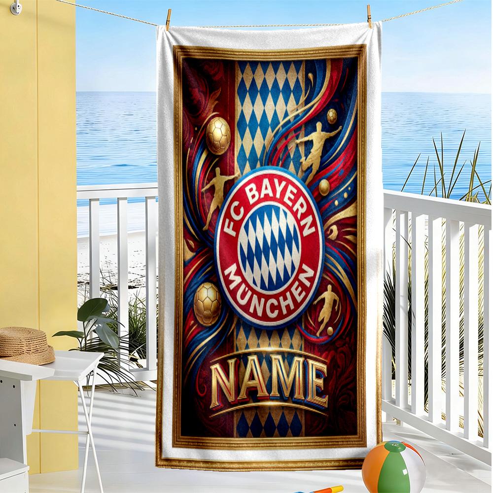 Bayern Munich Stadium Night Personalized Text Beach Towel High Absorbency & Quick-Dry