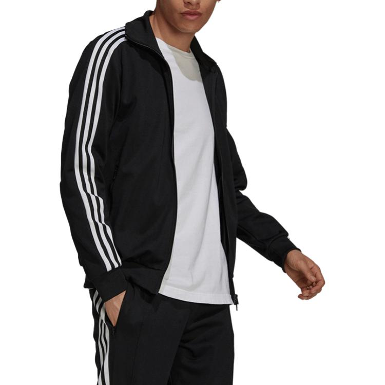 adidas Chaqueta Deportiva de Rayas con Cremallera Originals Trefoil para Hombre Tops Negro H09112