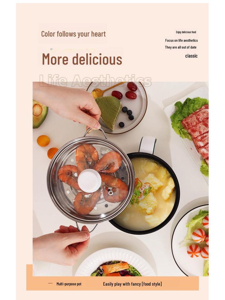 Kompaktní multifunkční elektrický sporák: Mini vařič na nudle, nepřilnavá pánev, malý horký hrnec