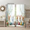 2 pcs   versatile polyester transparent curtains for home decoration Pastoral Theme with Egg Wreath for use in bedrooms and