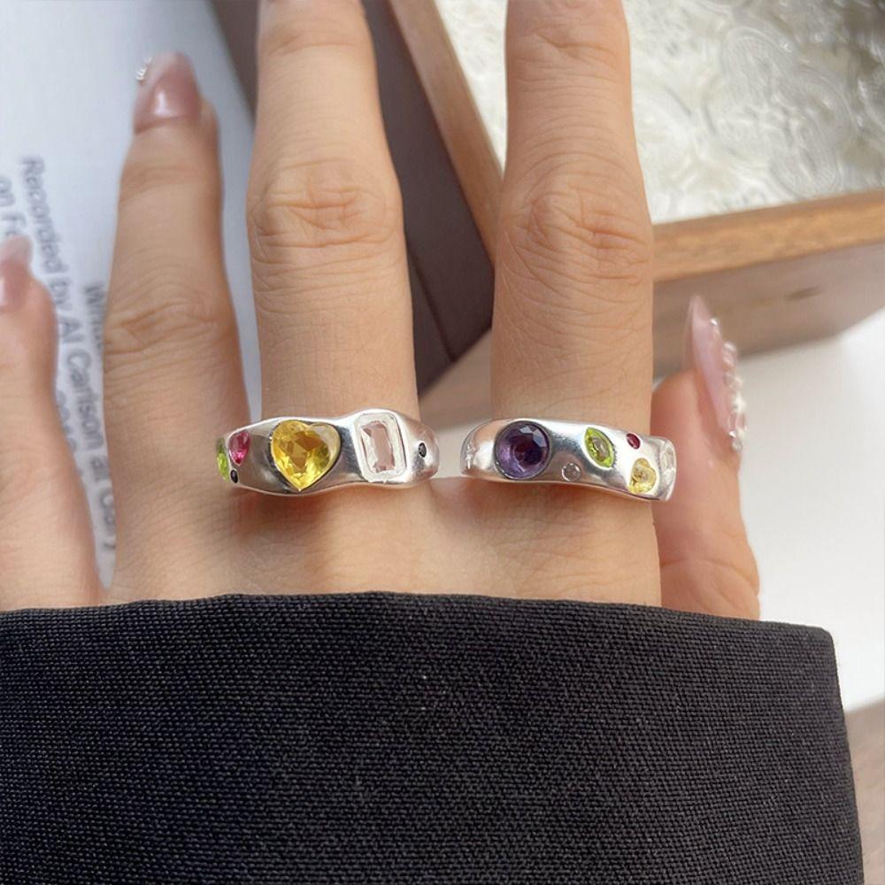Irregular Shape Crystal Ring Minimalist Handmade Opal Ring Fashionable Gemstone Ring Girls Gift