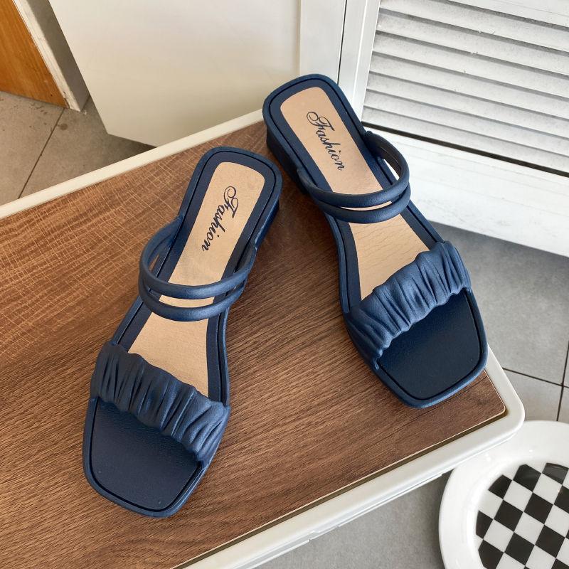 

Женские тапочки с каблуком, летние открытые носки, уличные туфли для женщин 2024 года, босоножки на танкетке, стильные, водонепроницаемые, роскошные B 36