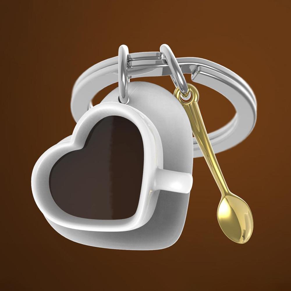 CHOCLI METALMORPHOSE COLLECTION Keyring Heart Coffee Cup Spoon (White)