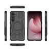 For Samsung Galaxy S25 FE Case Kickstand with 2Pcs Screen Film WANLONFENG KJ Series PC TPU Phone Cover (Big Lens Hole)